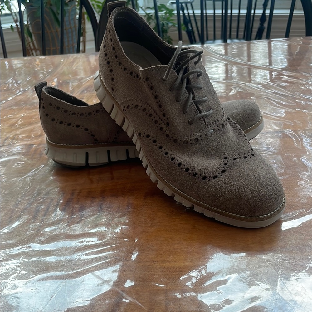 Cole Haan Brown Oxford Shoes with Brogue Detailing